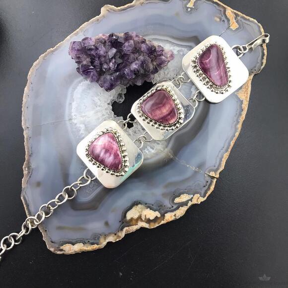 Kevin Rey Coriz Sterling Silver Spiny Oyster Adjustable Link Bracelet For Women